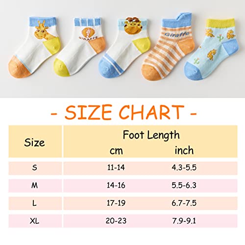 Aivtalk Niños Bebés 5 Pares de Calcetines Cortos Antideslizantes Calcetines de Verano Infantiles Lindo Transpirable Absorbente Desodorante - 1-3 Años