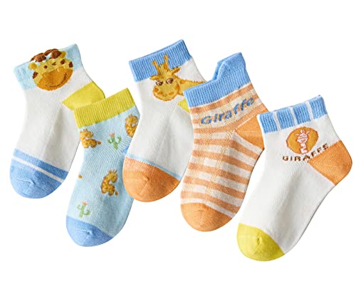 Aivtalk Niños Bebés 5 Pares de Calcetines Cortos Antideslizantes Calcetines de Verano Infantiles Lindo Transpirable Absorbente Desodorante - 1-3 Años