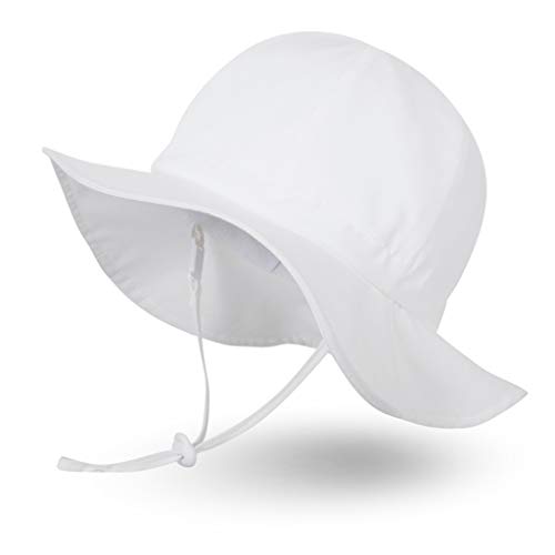 Ami&Li tots Niña Sombrero de Sol ala Ancha Ajustable Sombrero Protección Solar UPF 50 para Bebés, Niñas Niños Infantil Pequeñito Unisexo - M: Marfil Blanco