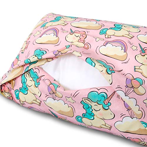 Amilian Ropa de cama infantil de 2 piezas, 100% algodón, ropa de cama para bebé, funda nórdica de 100 x 135 cm, funda de almohada de 40 x 60 cm, con cierre de hotel, unicornio