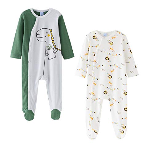 Amomí Pijama algodón Bebé Niño Pelele para Dormir y Jugar, 100% Algodón Pack de 2 Pcs (24 Meses, 62-64)