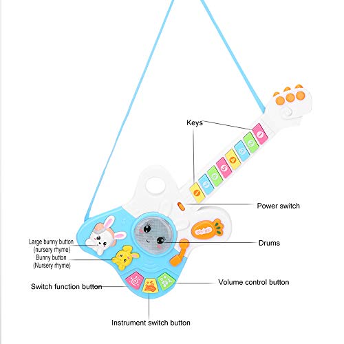 AMONIDA Guitarra Infantil, Niños interesantes Música Guitarra Educación Infantil Colorida Guitarra Juguete, para Juguetes niños 2 años, Juguetes niños 3 años,Juguetes niños 4 años