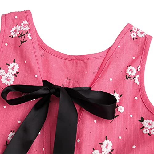 amropi Bebé Niñas Margarita Vestido Algodón Manga con Volantes Casual Verano de Vestido Rojo Rosa,18-24 Meses