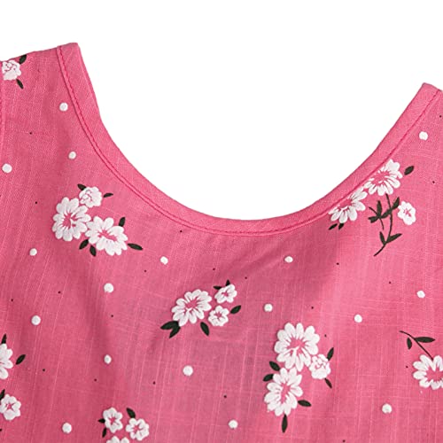 amropi Bebé Niñas Margarita Vestido Algodón Manga con Volantes Casual Verano de Vestido Rojo Rosa,18-24 Meses