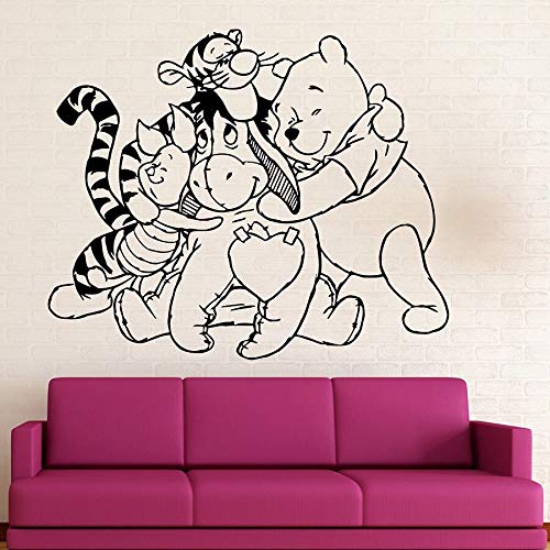 Anime oso pegatinas de pared y amigos vinilo pegatinas de pared guardería dibujos animados niños dormitorio habitación de bebé decoración para el hogar papel tapiz