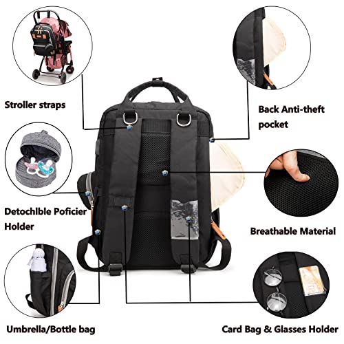 ANKÖMMLING Mochila para pañales de bebé, elegante bolso cambiador con cambiador multifuncional, impermeable, gran capacidad para viajes