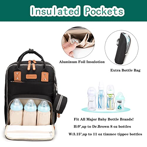 ANKÖMMLING Mochila para pañales de bebé, elegante bolso cambiador con cambiador multifuncional, impermeable, gran capacidad para viajes