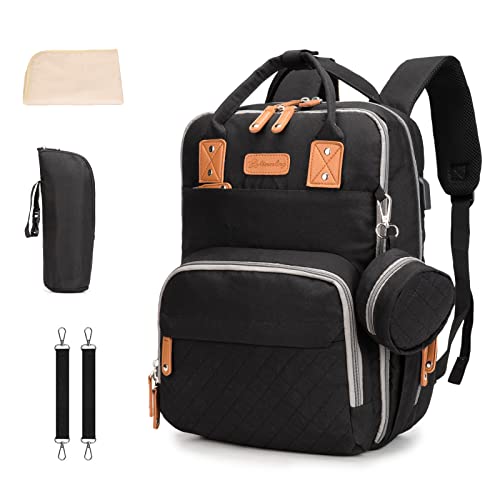 ANKÖMMLING Mochila para pañales de bebé, elegante bolso cambiador con cambiador multifuncional, impermeable, gran capacidad para viajes