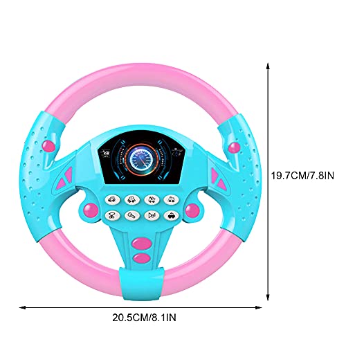 Anwangda Juguetes de volante para niños, juguete de asiento de coche de volante de simulación con luces y música, juguetes de educación temprana para bebés y bebés (color rosa azul)