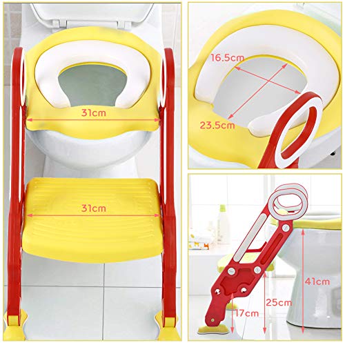 Asiento de Inodoro para Niños, Plegable Escalera Asiento Escalera del Tocador de Niños Con Pies Antideslizantes, Asiento de Entrenamiento para Entrenamiento En Forma de Bebé El Hábito del Inodoro