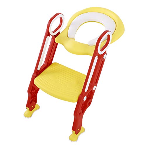 Asiento de Inodoro para Niños, Plegable Escalera Asiento Escalera del Tocador de Niños Con Pies Antideslizantes, Asiento de Entrenamiento para Entrenamiento En Forma de Bebé El Hábito del Inodoro