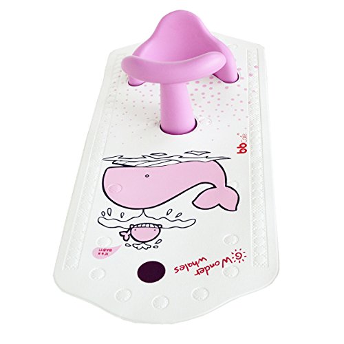 Asiento de seguridad para bañera BBCare, antideslizante, para bebé, extra largo con indicador de temperatura del agua rosa Pink Whale