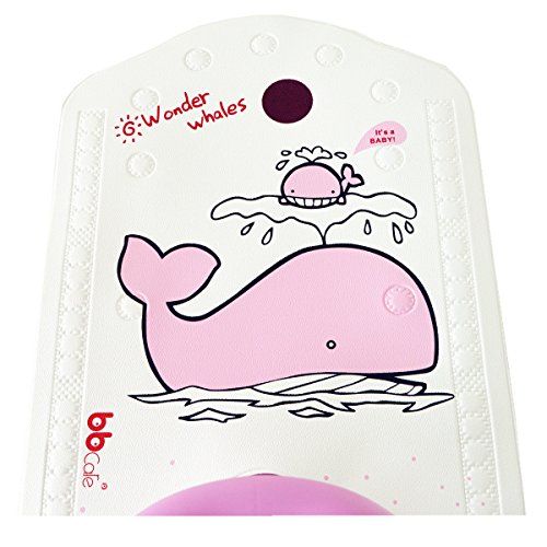 Asiento de seguridad para bañera BBCare, antideslizante, para bebé, extra largo con indicador de temperatura del agua rosa Pink Whale