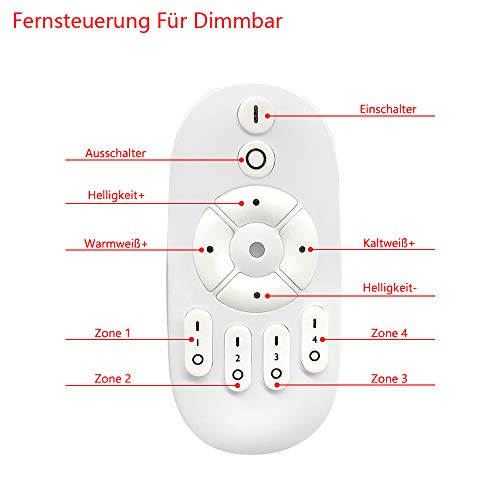 Aufun - Lámpara de techo LED de 48 W, diseño de nubes creativas con mando a distancia, ultrafina, 5,3 cm, para dormitorio, cocina, oficina, habitación de los niños, regulable