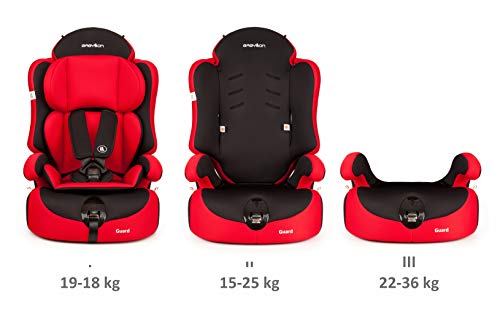 BABYLON Silla Coche Grupo 1 2 3 Guard. Silla coche para Niños 9-36 kg, silla coche bebe (1 a 12 años). Silla bebe coche sin isofix ECE R44 /0 rojo