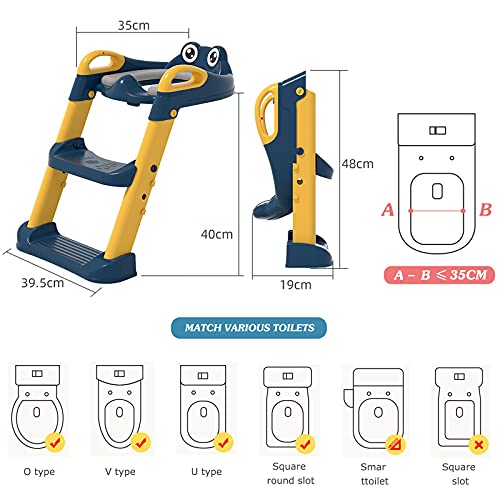 Barakara Asiento Inodoro Niños para Orinal Infantil Formación, Adaptador WC Niños con Escalera y Cojín Suave, Abatible, Antideslizante, para Niños de 1a 7 Años(Rosa)