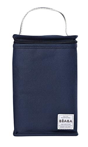 BÉABA Bolsa Isotérmica para Comida de Bebé, Gran Capacidad, Compartimento para Biberones, Funda Therma para comida Infantil, Plegable, Material Suave e Impermeable, Azul Marino