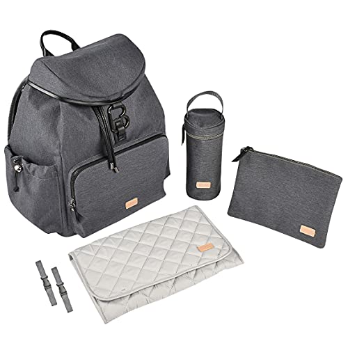 BÉABA, Bolso cambiador, Mochila cambiador, Gran capacidad 22 L, 13 bolsillos, Numerosos accesorios, Máxima comodidad, Impermeable, Bolsa Vancouver, Gris Oscuro