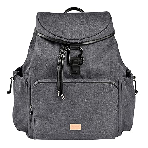 BÉABA, Bolso cambiador, Mochila cambiador, Gran capacidad 22 L, 13 bolsillos, Numerosos accesorios, Máxima comodidad, Impermeable, Bolsa Vancouver, Gris Oscuro