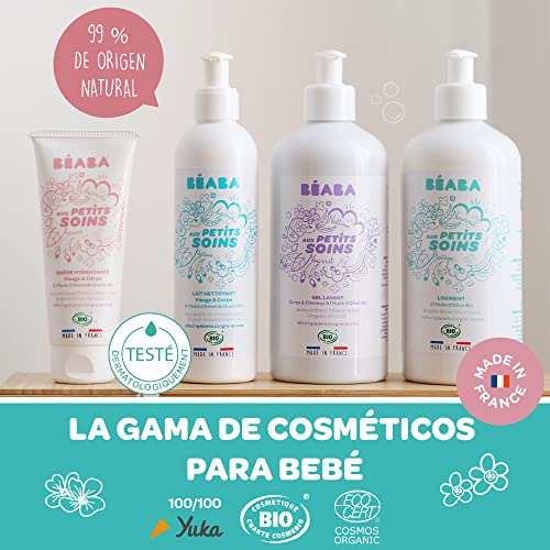 BÉABA, Crema Hidratante Bebés, Cara y Cuerpo, Certificado COSMEBIO, Fabricada en Francia, 99% de Ingredientes de Origen Natural, con Aceite de Almendras Dulces y Manteca de Karité, 100ml