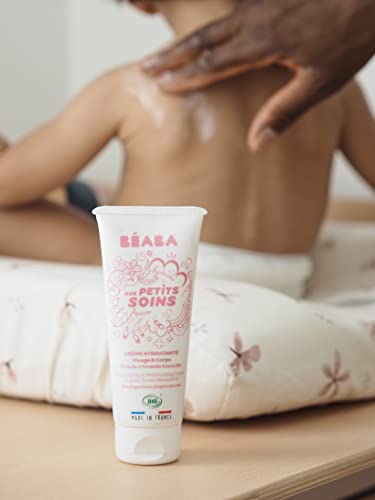 BÉABA, Crema Hidratante Bebés, Cara y Cuerpo, Certificado COSMEBIO, Fabricada en Francia, 99% de Ingredientes de Origen Natural, con Aceite de Almendras Dulces y Manteca de Karité, 100ml