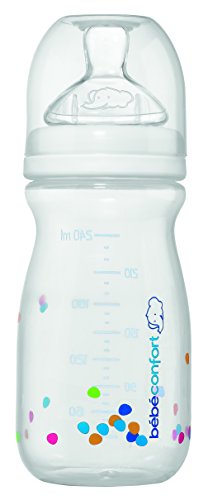 bebe confort, Set de regalo para la alimentación del recién nacido, 1 botella de 140 ml, 240 ml 1 botella, 1 babero, 1 succhietta, blanco (Confettis blanc)