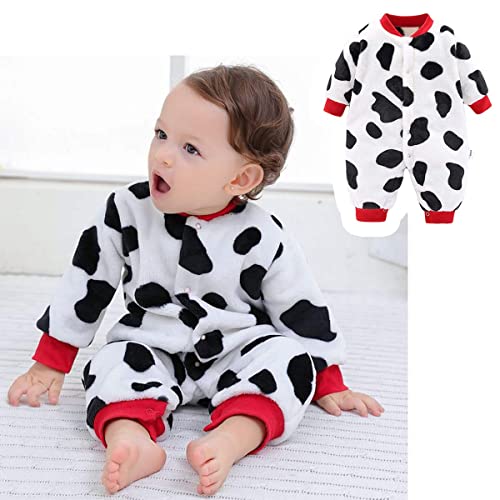 Bebé Mamelucos Mono Fleece Pijama Manga Larga Ropa Peleles Abrigo Niños Niñas Trajes Regalo 3-6 Meses (Vacas)