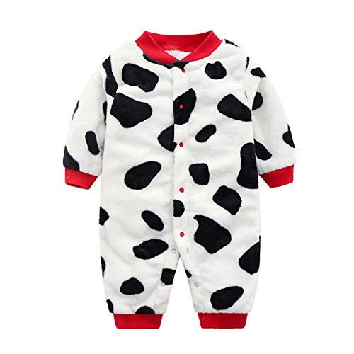 Bebé Mamelucos Mono Fleece Pijama Manga Larga Ropa Peleles Abrigo Niños Niñas Trajes Regalo 3-6 Meses (Vacas)