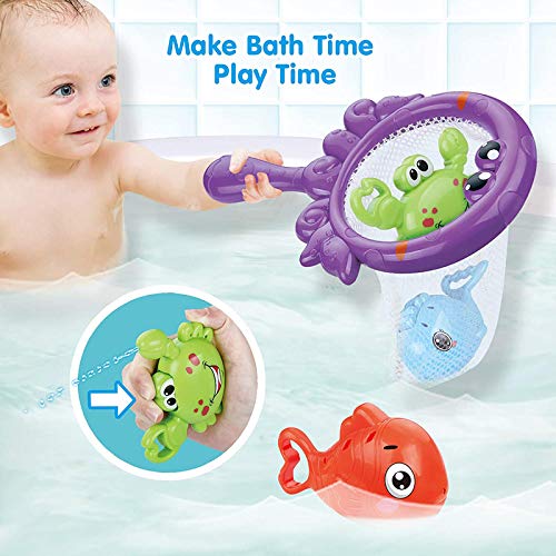 BelleStyle Juguetes Bañera Bebe, Juguetes Niños 1 2 3 4 Año, Juego de Pescar para Niños, Lindos Animales Marinos Redes de Pesca, Juguetes de Piscina para Niños, Juguetes de Playa