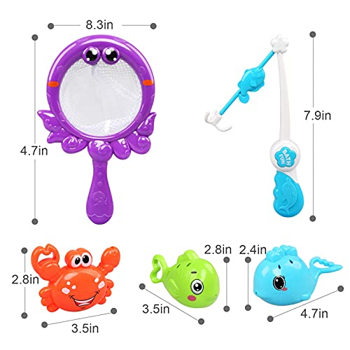 BelleStyle Juguetes Bañera Bebe, Juguetes Niños 1 2 3 4 Año, Juego de Pescar para Niños, Lindos Animales Marinos Redes de Pesca, Juguetes de Piscina para Niños, Juguetes de Playa