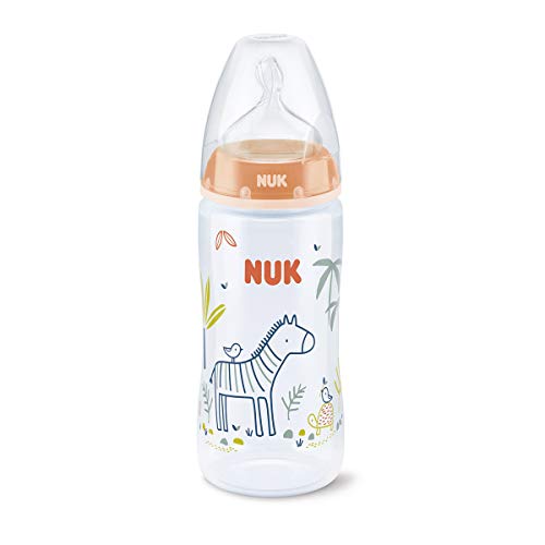 Biberón First Choice+ PP 300 ml (M) Jungle Animals Zebra Naranja Silicona NUK 0-6 meses