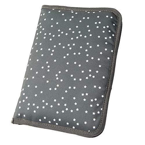 Bolso cambiador para viaje con estrellas color gris oscuro (color y diseño a elegir) I Práctica bolsa de pañales con compartimentos para pañales, toallitas, etc.