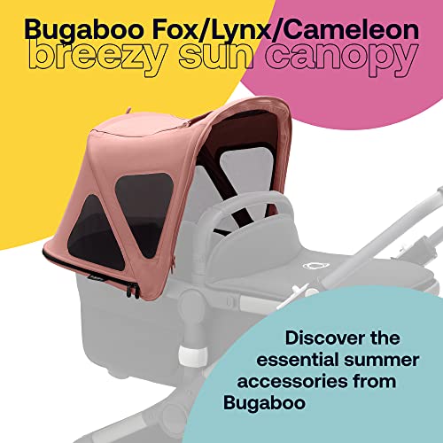 Bugaboo Capota ventilada Fox y Cameleon, extensible para una protección adicional y una protección solar óptima, repelente al agua, Morning Pink