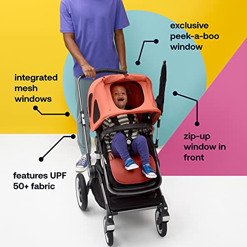 Bugaboo Capota ventilada Fox y Cameleon, extensible para una protección adicional y una protección solar óptima, repelente al agua, Morning Pink