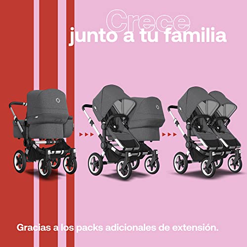 Bugaboo Donkey 3 Mono Cochecito Fácilmente Convertible a Carrito Gemelar o Dúo, 0-4 años, 2 Cestas, Chasis de Aluminio y Capota Gris Mélange para el Sol