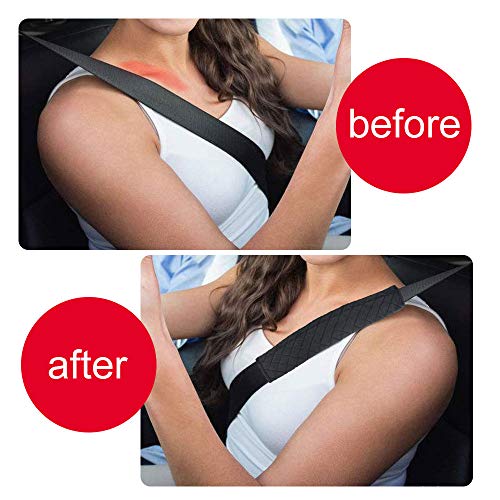 BUZIFU Almohadillas para Cinturón de Seguridad, 2 Protectores de Cinturón de Seguridad con Velcro, Protectores de Cinturón de Coche para Adultos y Niños, Almohadillas Cómodas para Asas de Mochila