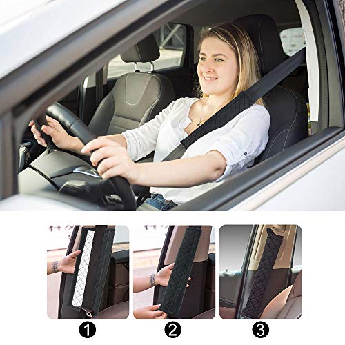 BUZIFU Almohadillas para Cinturón de Seguridad, 2 Protectores de Cinturón de Seguridad con Velcro, Protectores de Cinturón de Coche para Adultos y Niños, Almohadillas Cómodas para Asas de Mochila