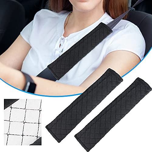 BUZIFU Almohadillas para Cinturón de Seguridad, 2 Protectores de Cinturón de Seguridad con Velcro, Protectores de Cinturón de Coche para Adultos y Niños, Almohadillas Cómodas para Asas de Mochila