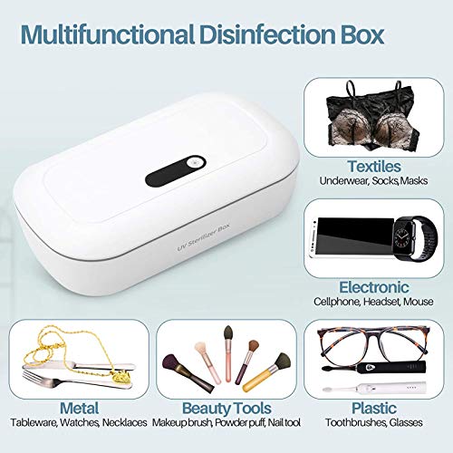 Caja Esterilizadora UV, Portátil Esterilizador de Desinfección con Luz Ultravioleta Desinfectante Limpiadora, Mata el 99.9% de Gérmenes y Bacterias, para Teléfonos, Relojes, Gafas, Máscaras,Blue white