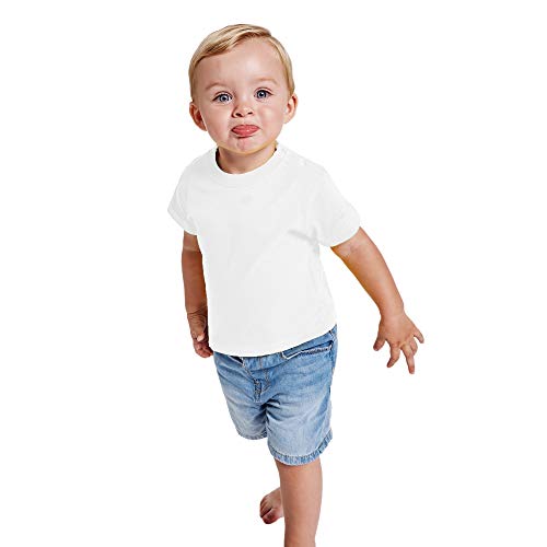 Camiseta de Colores con Manga Corta para Bebés - Prenda de algodón 100%, cómoda, Suave, cálida y Tacto Agradable (Blanco, 24 Meses)