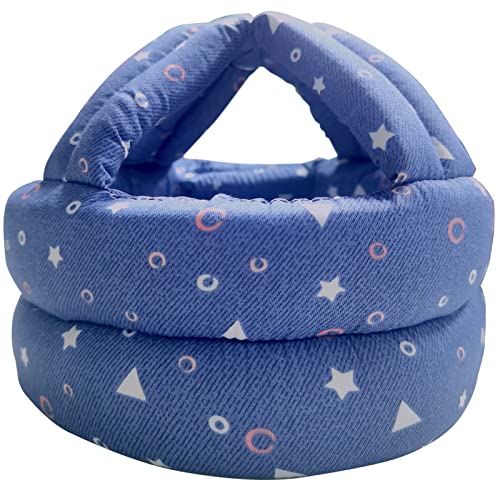 Casco Bebe Golpes, IULONEE Casco Protector Infantil Sombrero Gorra Bebé Antigolpes para Niños Casco de Seguridad Algodón (Azul Estrellado)