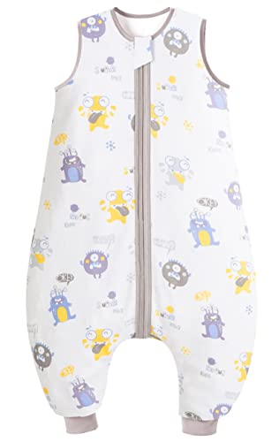 Chilsuessy Saco de dormir de verano con pies, 0,5 tog, 100 % algodón, saco de dormir de verano para niños y niñas, monstruos, 100 cm, altura del bebé 110-120 cm