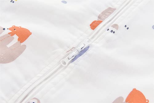 Chilsuessy Saco de dormir de verano para bebé con pies, manga corta, saco de dormir para niños, pijamas, mono de pijama, 100% algodón, familias de oso, L/bebé altura 95 – 105 cm