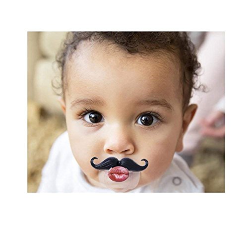 Chupete de Bigote para Bebé,3 Pack Divertido Chupete de Silicona Suave Chupete con Diseño de Bigote Mustaches Pacifiers para Bebé Recien Nacido 0-3 Años de Edad