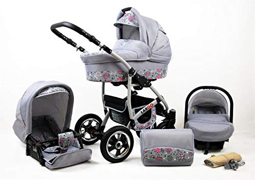 Cochecito de bebe 3 en 1 2 en 1 Trio Isofix silla de paseo New L-GO 2 by SaintBaby Pink Owl 2in1 sin Silla de coche