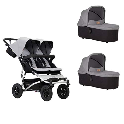 Cochecito Mountain Buggy Duet buggy V3 como cochecito de doble asiento + 2 capazos – Plata