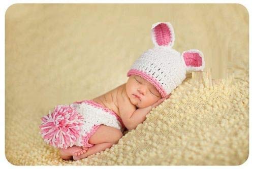 Conejo Rosa (2), Bebé Recién Nacido Niña/Niño Crochet Knit Traje Fotografía Prop Sombreros Trajes