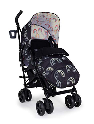 Cosatto Silla de paseo Supa 3 – Cochecito ligero desde el nacimiento hasta 25 kg – Paraguas plegable, cesta de la compra grande, saco de dormir, arco iris nocturno