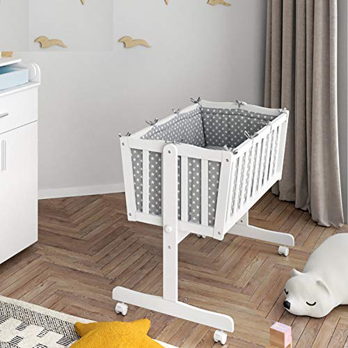 Cuna Balancin Completa con Dosel Star Ibaby Dreams. Incluye: Edredon + Almohada + Protector Completo + Colchón minicuna + Dosel - Color Stars Gris.