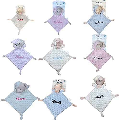 Danielstore- Dou Dou Atrapasueños Personalizado con Nombre Bordado Regalo para Baby Shower Color beige (Dou Dou osito)